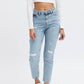 high rise ripped jeans