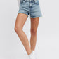Aqua denim shorts