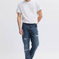 Organic cotton men's jeans with rips and distress detail