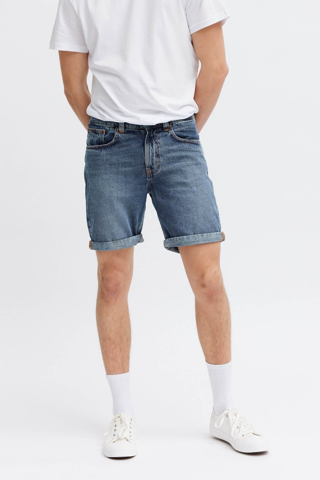 Trendy ethical denim shorts for men. 