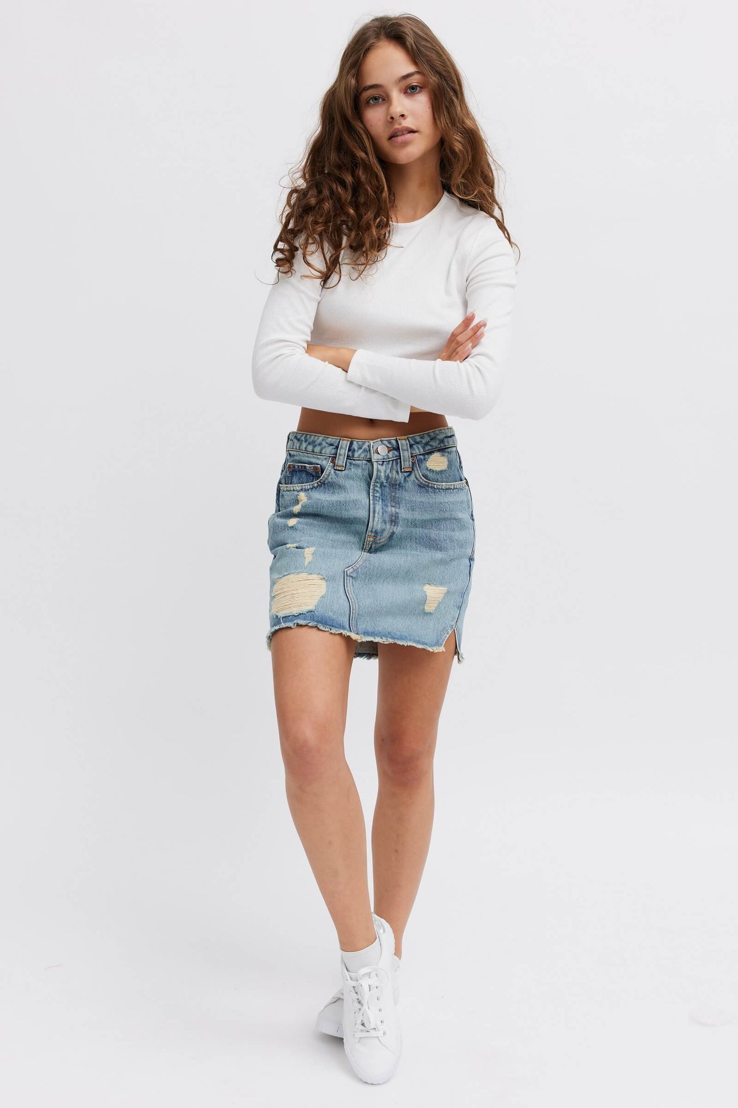 ripped denim skirt. ethical fashion